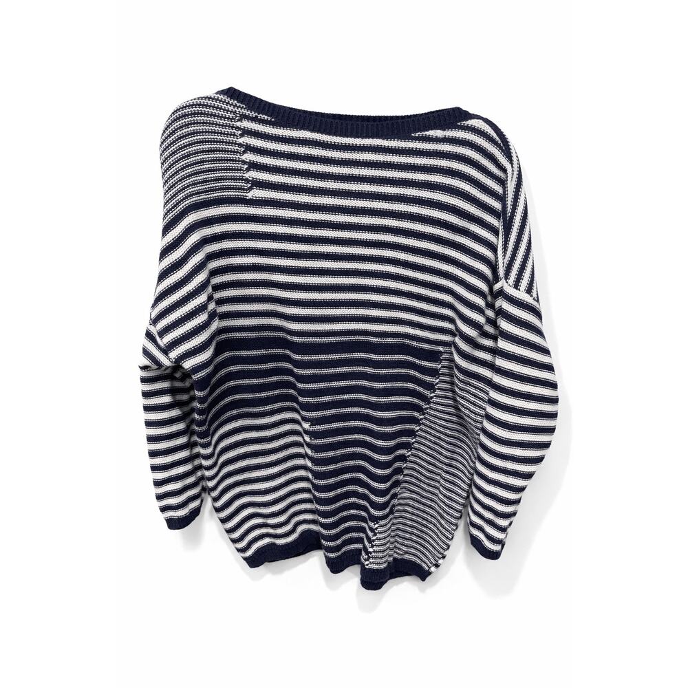 American Living XL Navy White Striped Knit Sweater Nautical Coastal Preppy Chic